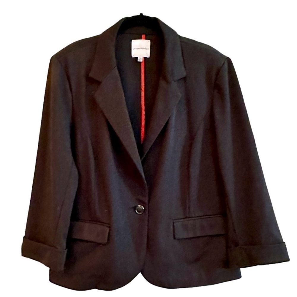 CATHERINE MALANDRINO, WOMENS CASUAL, BLACK KNIT, BLAZER/JACKET. SIZE XXL